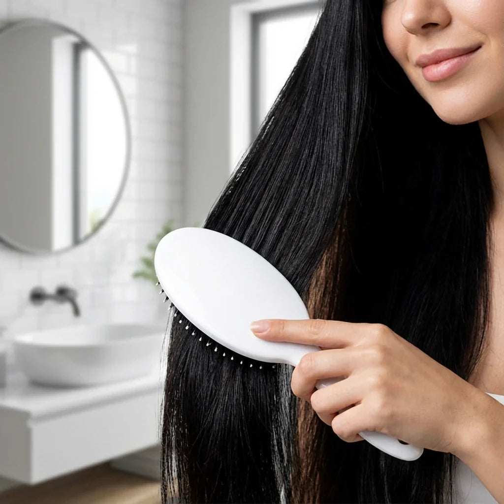 Dual-Layer Boar Bristle Brush with Microsphere Tips - Anti-Static for All Hair Types
