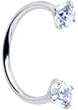 Internally Threaded Titanium Horseshoe Nose Ring with CZ Gems - Hypoallergenic & Lightweight