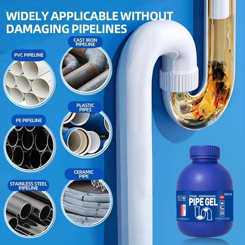 QJI Powerful Drain Cleaner — Helps Clear Common Clogs in Sinks, Tubs & Showers