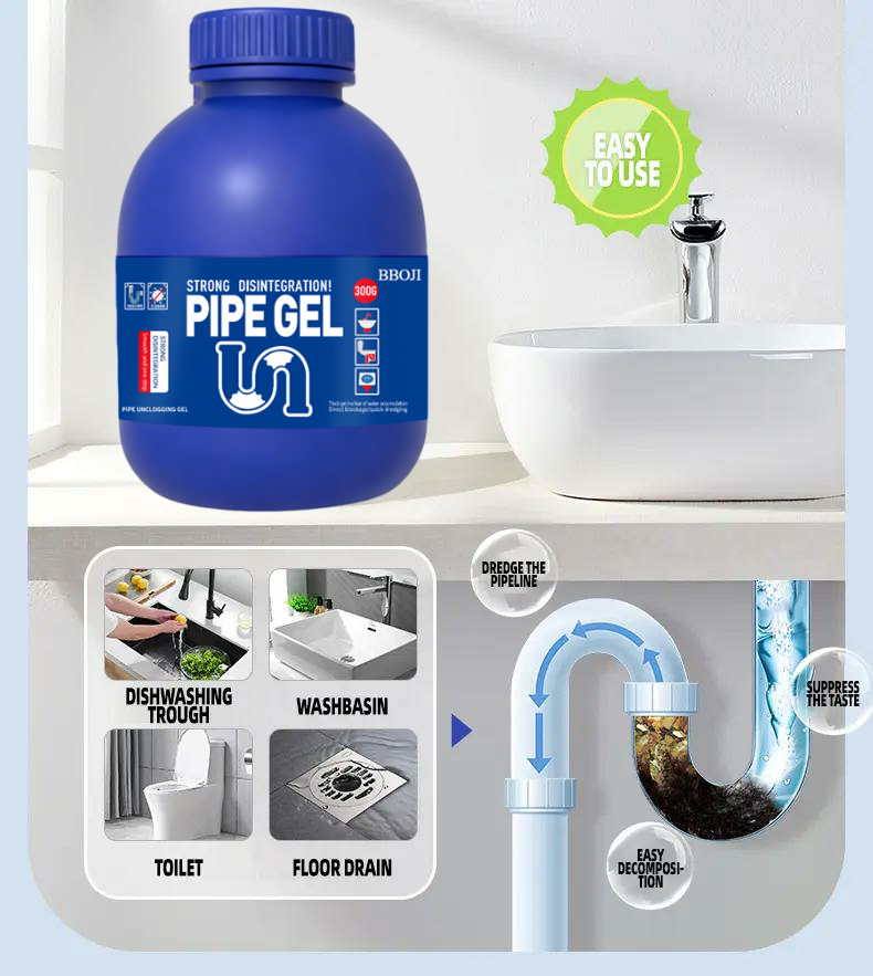 QJI Powerful Drain Cleaner — Helps Clear Common Clogs in Sinks, Tubs & Showers