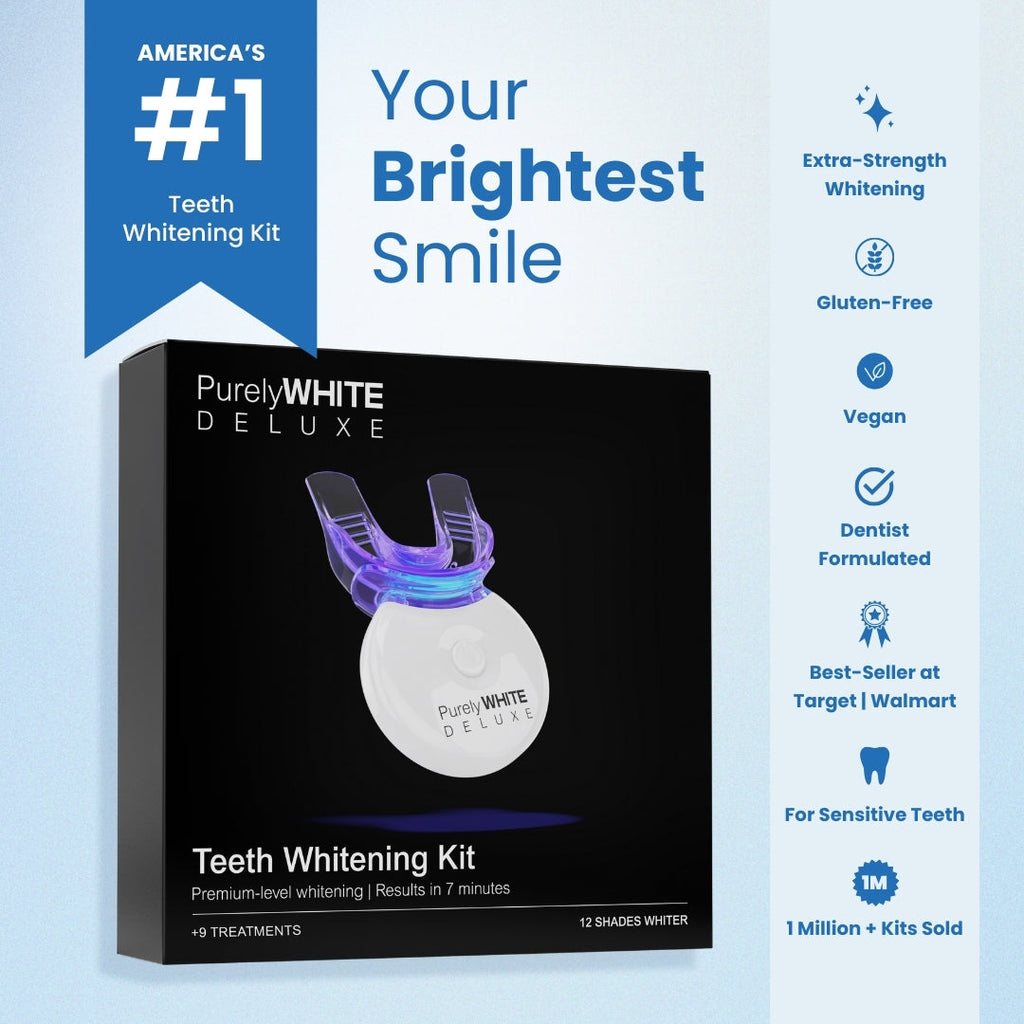 PurelyWHITE Teeth Whitening Kit |Advanced 10XLED Light, Instant Whitening, Oral Stain Remover For Sensitive Teeth