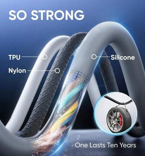 240W 4-in-1 Fast Charging Cable with RGB Glow - USB-A, Dual USB-C & Lightning