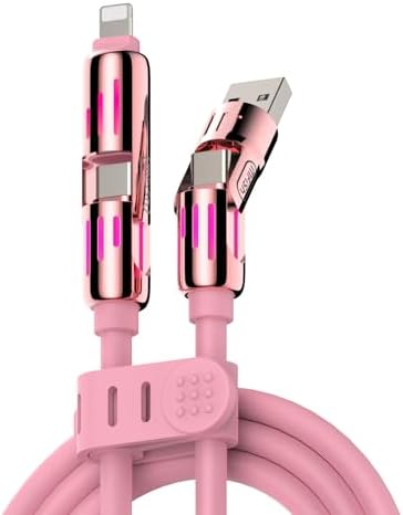 4-in-1 Universal USB Charging Cable with Carrying Case – 240W Max Fast Charger Cord, USB-A, Dual USB-C & Lightning