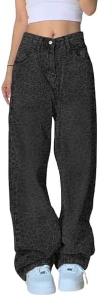 Women's Baggy Jeans Mid-Low Waist Boyfriend Vintage Wide Leg Denim Pants