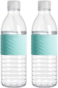16.9 oz Reusable Water Bottle Set of 2 with Spill-Resistant Lid & Non-Slip Sleeve