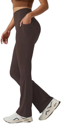 Women's High-Waist Bootcut Yoga Pants with Tummy Control & Pockets