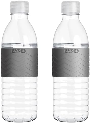 16.9 oz Reusable Water Bottle Set of 2 with Spill-Resistant Lid & Non-Slip Sleeve