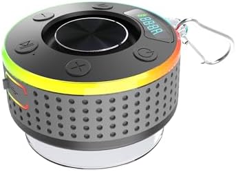 Portable Bluetooth Speaker with Stereo Sound, LED Light, and Suction Cup