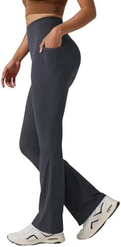 Women's High-Waist Bootcut Yoga Pants with Tummy Control & Pockets