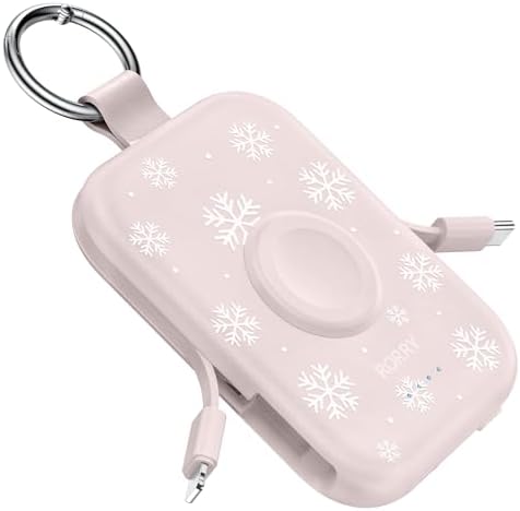 5000mAh Portable Charger with Built-in Cables, Keychain Power Bank for Smartwatches and Phones