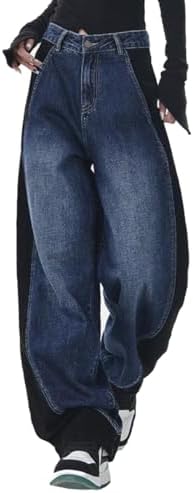 Women's Baggy Jeans Mid-Low Waist Boyfriend Vintage Wide Leg Denim Pants