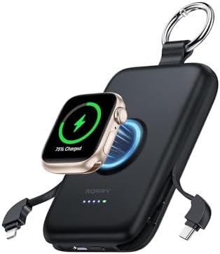 10000mAh PD 20W Fast Charging Power Bank with Built-in Cables for iPhone & Apple Watch