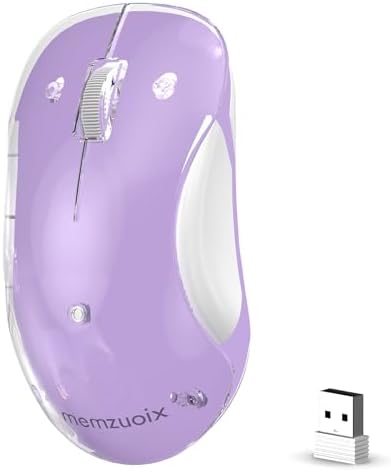Aesthetic Wireless Mouse with Customizable Covers & LED Mood Lighting - Rechargeable Ergonomic Design, 1200 DPI