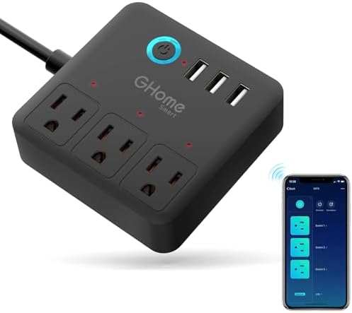 Smart Power Strip with 3 Outlets & 3 USB Ports, Voice Control, Timer, Travel-Friendly