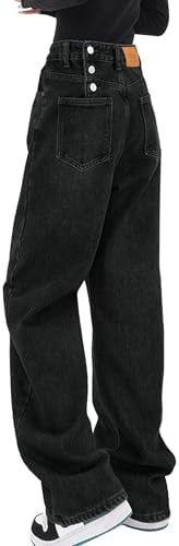 Women's Baggy Jeans Mid-Low Waist Boyfriend Vintage Wide Leg Denim Pants