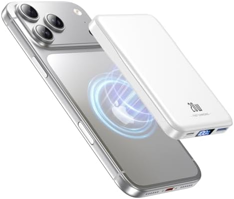 10000mAh Magnetic Power Bank with 20W Fast Charging, Wireless Portable Charger