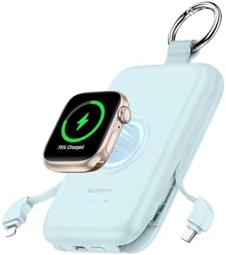 10000mAh PD 20W Fast Charging Power Bank with Built-in Cables for iPhone & Apple Watch