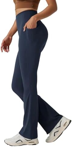 Women's High-Waist Bootcut Yoga Pants with Tummy Control & Pockets