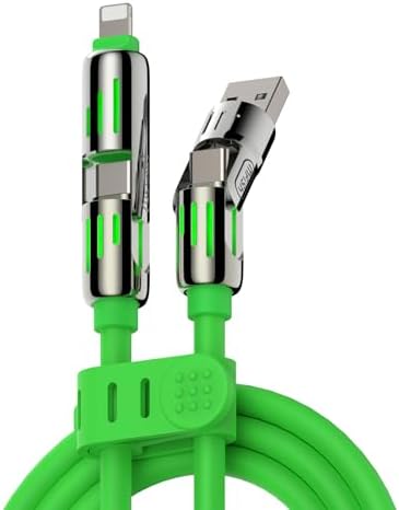 4-in-1 Universal USB Charging Cable with Carrying Case – 240W Max Fast Charger Cord, USB-A, Dual USB-C & Lightning
