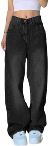 Women's Baggy Jeans Mid-Low Waist Boyfriend Vintage Wide Leg Denim Pants