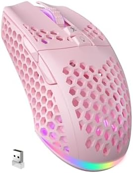 White Wireless Gaming Mouse, Tri-Mode BT5.1/Type-C/2.4G, 7 Programmable Buttons, RGB Light