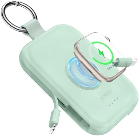 5000mAh Portable Charger with Built-in Cables, Keychain Power Bank for Smartwatches and Phones