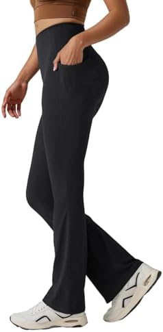 Women's High-Waist Bootcut Yoga Pants with Tummy Control & Pockets