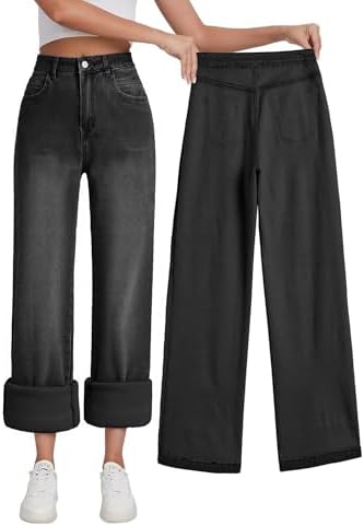 Women's Baggy Jeans Mid-Low Waist Boyfriend Vintage Wide Leg Denim Pants