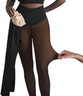 Fleece-Lined Compression Tights with One-Seam Design & Translucent Skin Tone