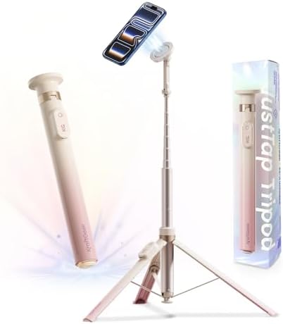 Magnetic Phone Tripod with Auto-Open Design - 66'' Selfie Stick with Remote