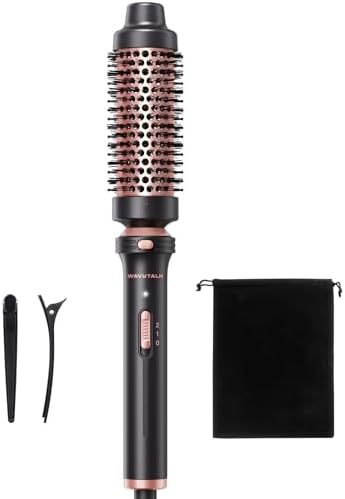 1.5 Inch Heated Round Brush with Detachable Head, Dual Voltage for Travel, Rose Gold