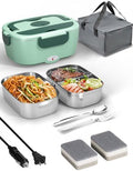 80W Electric Lunch Box with Dual 1.5L Stainless Steel Containers - Portable Food Warmer for Car & Home