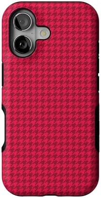 Red Houndstooth iPhone Case | Military-Grade Protection | MagSafe Compatible