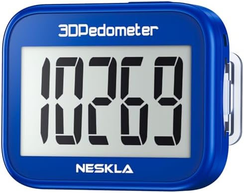 3D Pedometer with Large Digital Display, Accurate Step Counter with Clip and Lanyard