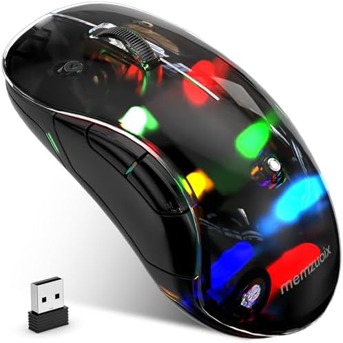 Aesthetic Wireless Mouse with Customizable Covers & LED Mood Lighting - Rechargeable Ergonomic Design, 1200 DPI