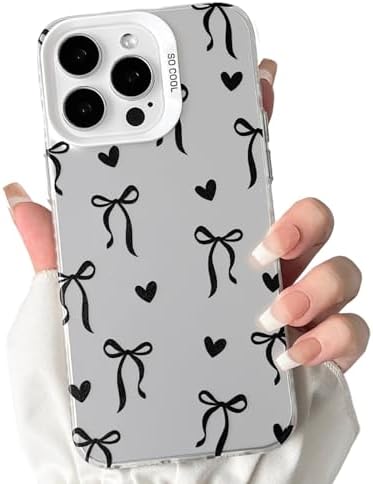 Cute Bow Heart Phone Case for iPhone 12 Pro Max - Soft TPU+PC Shockproof Protective Cover