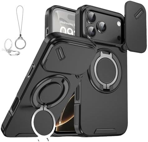 Slide Camera Protection Magnetic Stand Phone Case with Rotatable Kickstand