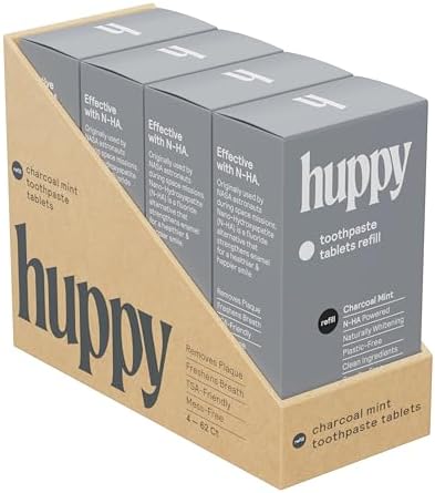 Nano Hydroxyapatite Toothpaste Tablets, Fluoride-Free Whitening & Remineralizing, Charcoal Flavor, 62 Count