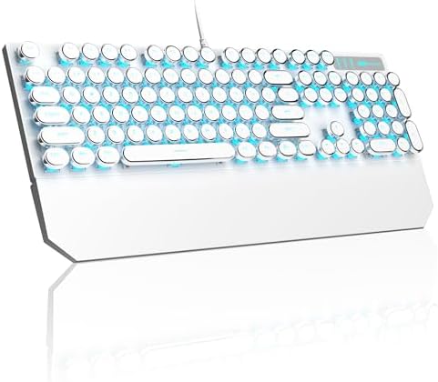 Retro Typewriter Mechanical Gaming Keyboard with RGB Backlit and Magnetic Wrist Rest