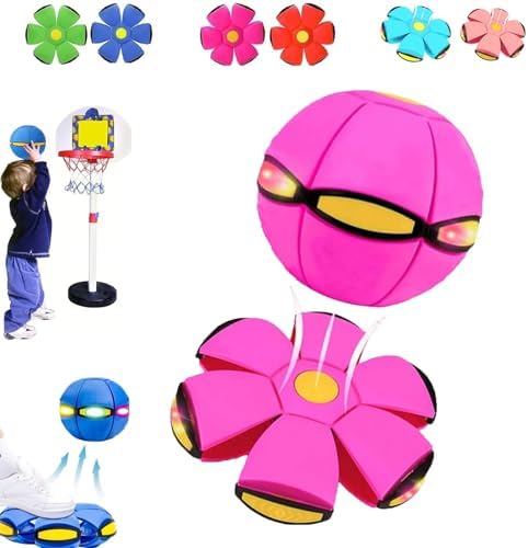 Magic Transforming Bouncing Ball & Flying Saucer Toy with LED Lights (2-Pack)
