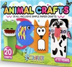 20 Pre-Prepped Animal Crafts for Kids Ages 3-10, All-Inclusive Mess-Free Art Kit