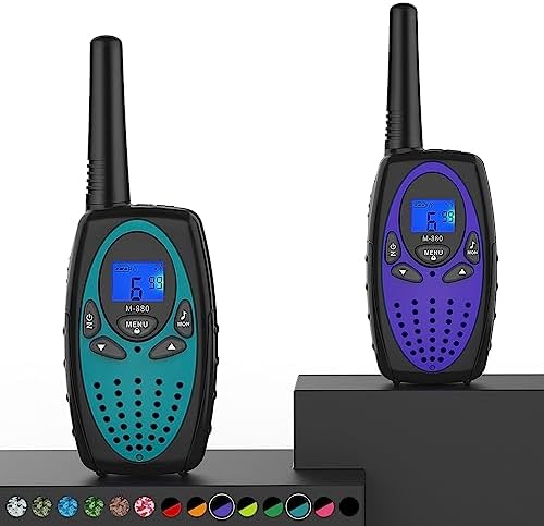 M880 Blue 2-Pack Walkie Talkies with 5-Mile Range & 2662 Channel Options