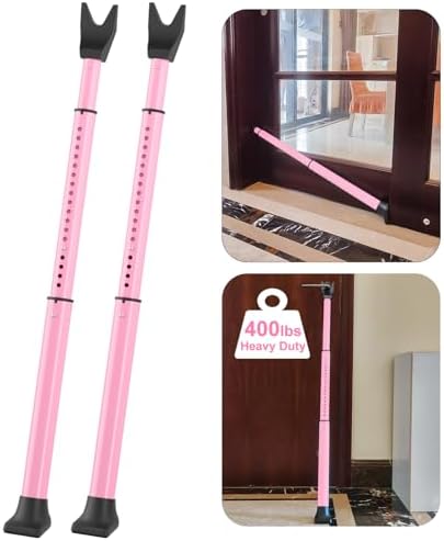 2-Pack Heavy Duty Adjustable Door Security Bar, 400 lbs Pressure Resistance, No Installation Required