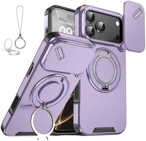 Slide Camera Protection Magnetic Stand Phone Case with Rotatable Kickstand