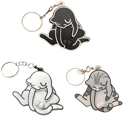 Interactive Rotating Cat Keychain with Wiggling Eggs - Fun Fidget Toy for Bags & Keys