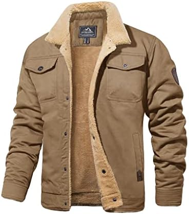 Men's Winter Jacket with Sherpa Lining, Heavyweight Trucker Coat with Multi-Pockets