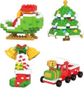 12 Pack Christmas Building Blocks Set, Santa Claus Mini Figures, DIY Stocking Stuffers, Holiday Party Favors