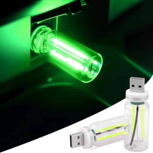 2-Pack Car USB Lights, Touch Dimmable Retro Atmosphere Lamp with Glass Bottle Design