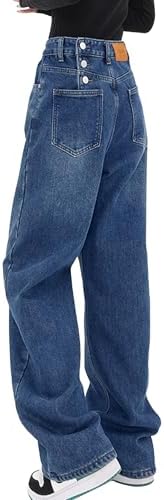 Women's Baggy Jeans Mid-Low Waist Boyfriend Vintage Wide Leg Denim Pants