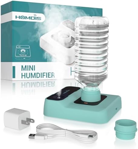 Portable Travel Humidifier with 5000mAh Battery, Quiet 23dB Operation, Auto-Off & Night Light